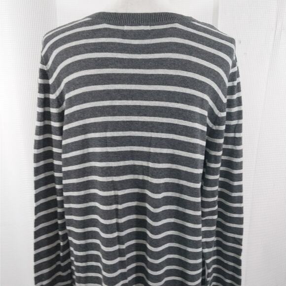 OLD NAVY! ASH & CHARCOAL GRAY FINE KNIT STRIPED, V-NECK SEESTER DRESS! SZ XL - Picture 7 of 11